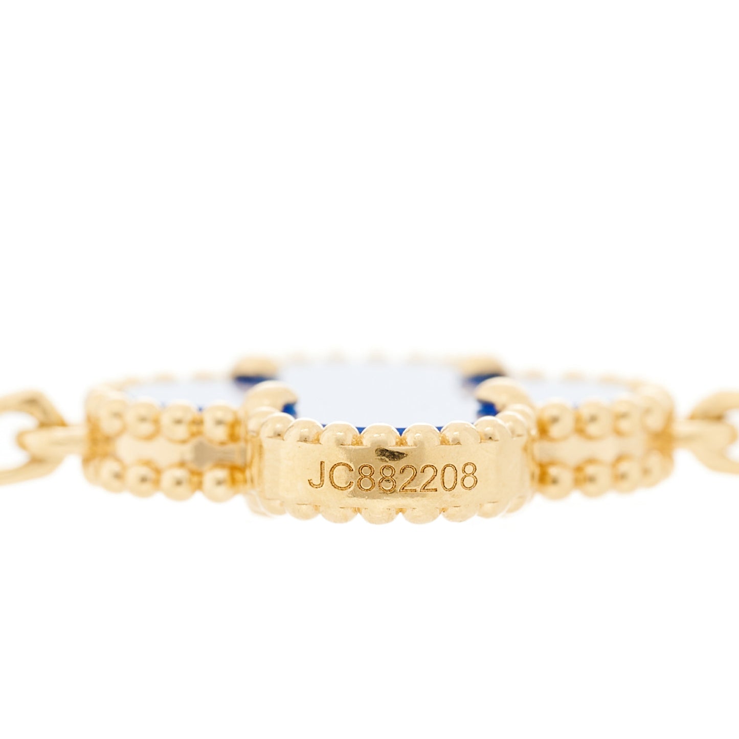 18K Yellow Gold Blue Agate 5 Motifs Vintage Alhambra Bracelet