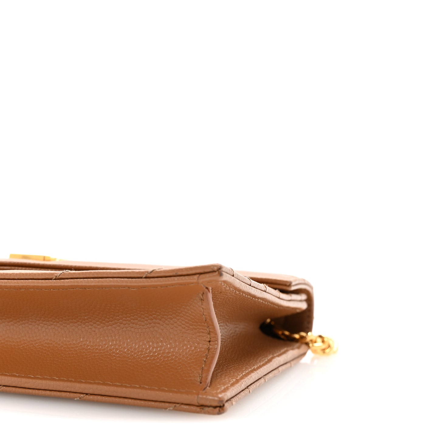 Grain De Poudre Matelasse Chevron Monogram Envelope Chain Wallet Natural Dark