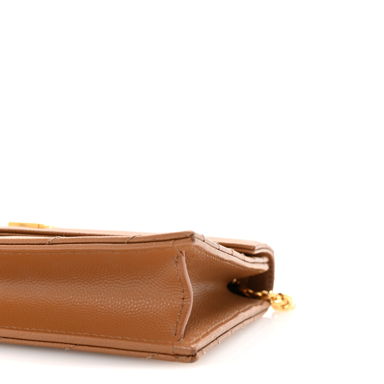 Saint Laurent Grain De Poudre Matelasse Chevron Monogram Envelope Chain Wallet Natural Dark 9 of 9