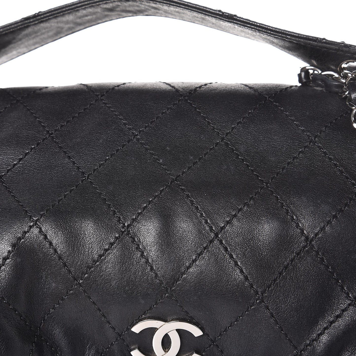 Lambskin Stitched Accordion Tote Black