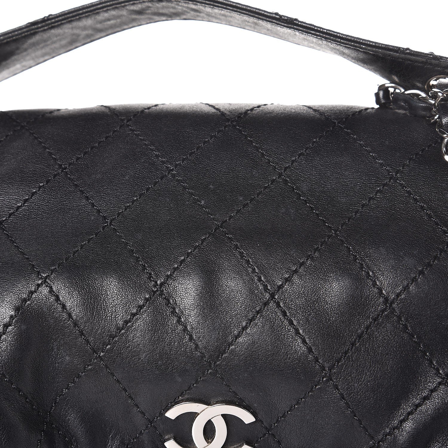 Chanel Lambskin Stitched Accordion Tote Black 9 of 10
