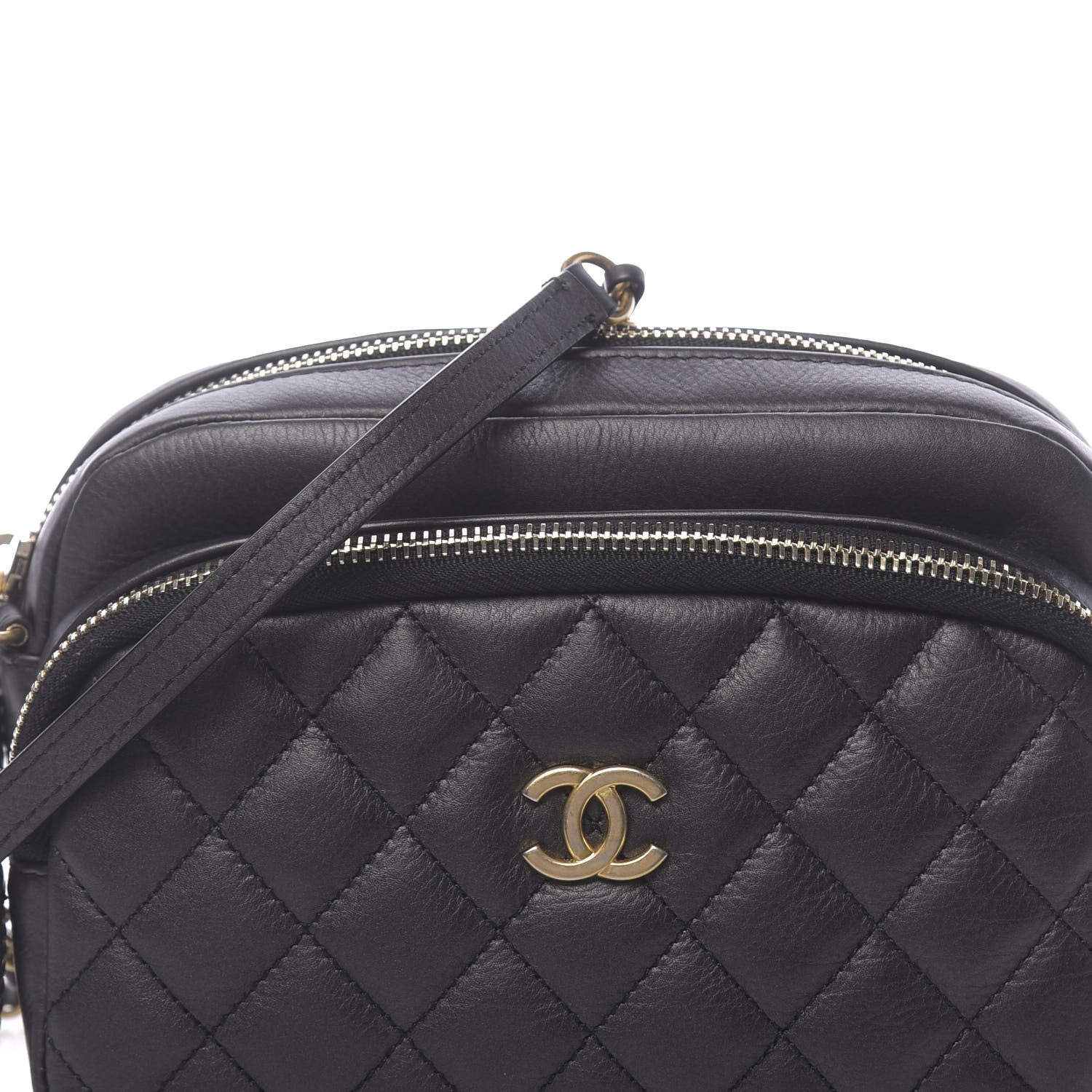 Chanel Calfskin Quilted Day Trips Camera Case Black 10 of 10