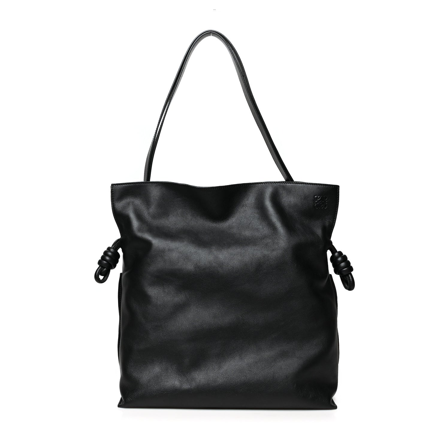 Calfskin Large Flamenco Knot Bag Black