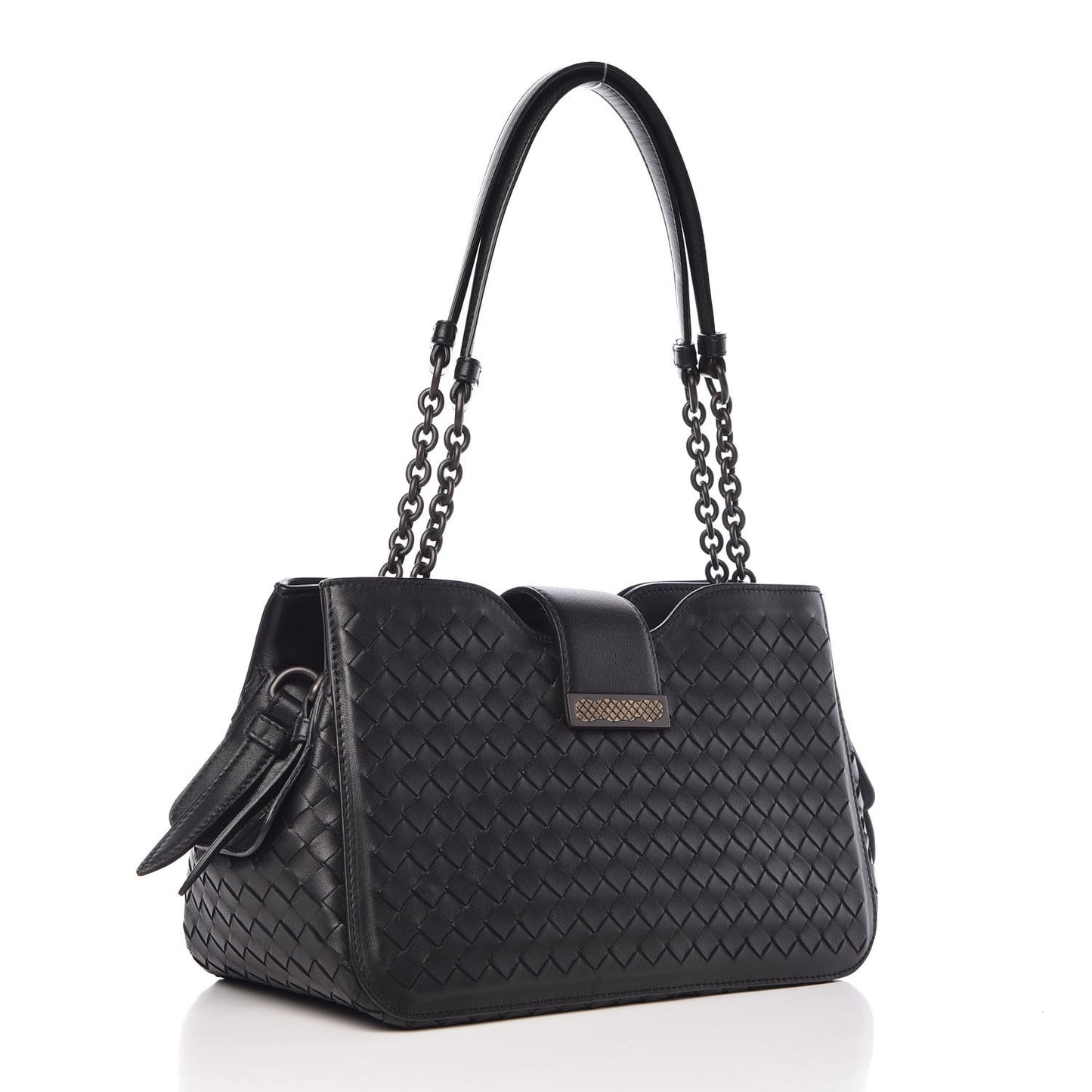 Nappa Intrecciato Chain Shoulder Bag Black