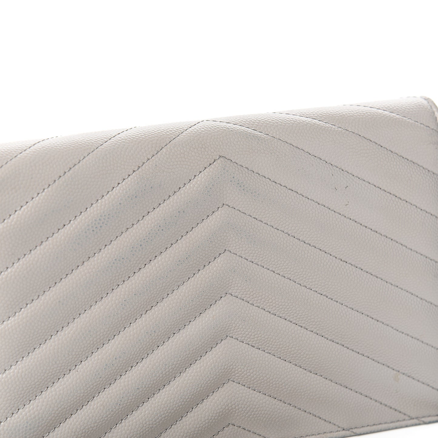 Grain De Poudre Matelasse Chevron Monogram Envelope Chain Wallet Fog