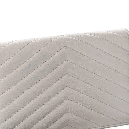 Saint Laurent Grain De Poudre Matelasse Chevron Monogram Envelope Chain Wallet Fog 11 of 12
