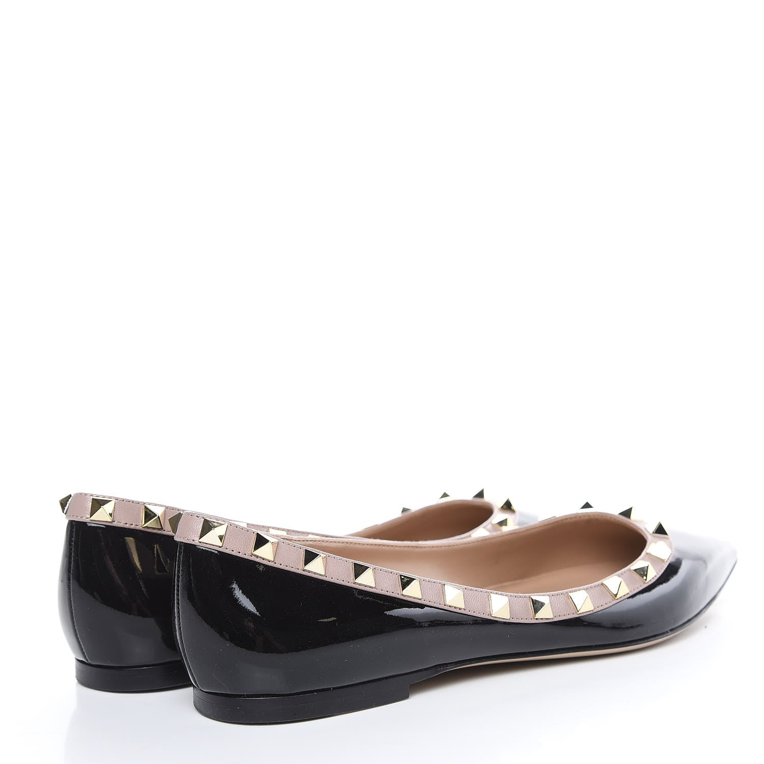 Valentino Garavani Patent Nappa Rockstud Ballerina Flats 38 Black Poudre 4 of 10
