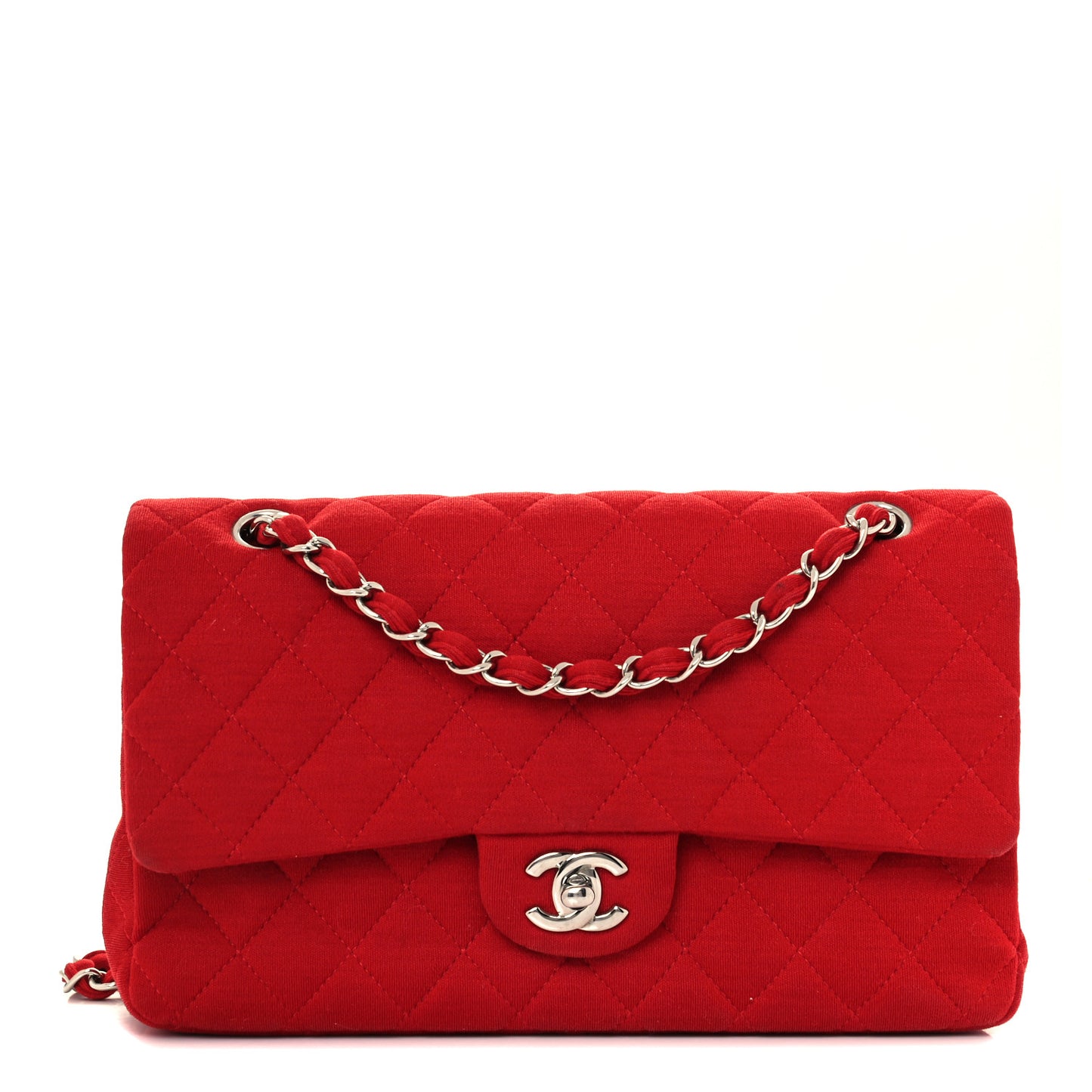 Jersey Quilted Medium Double Flap Red
