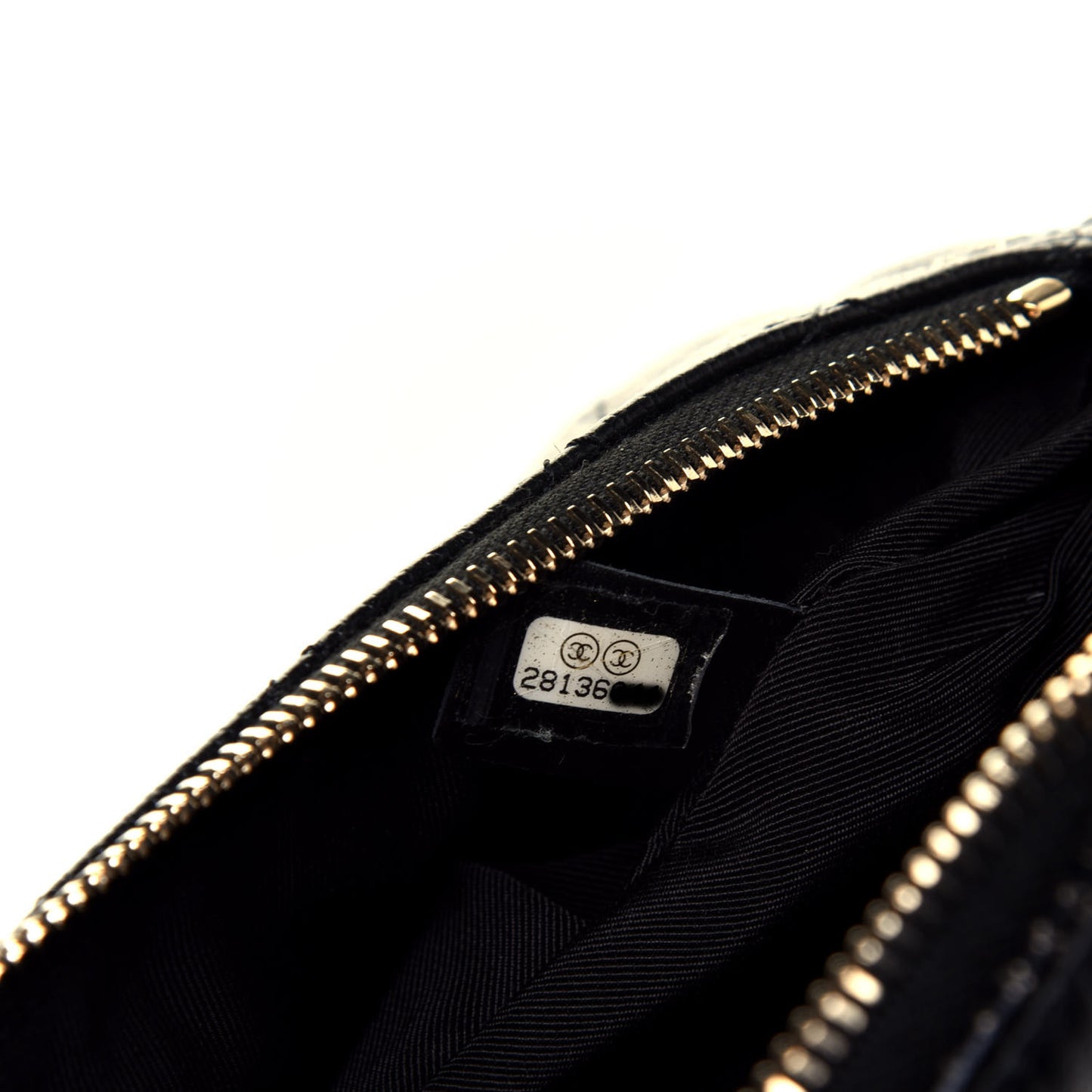 Metallic Caviar Quilted Waist Bag Black Gold