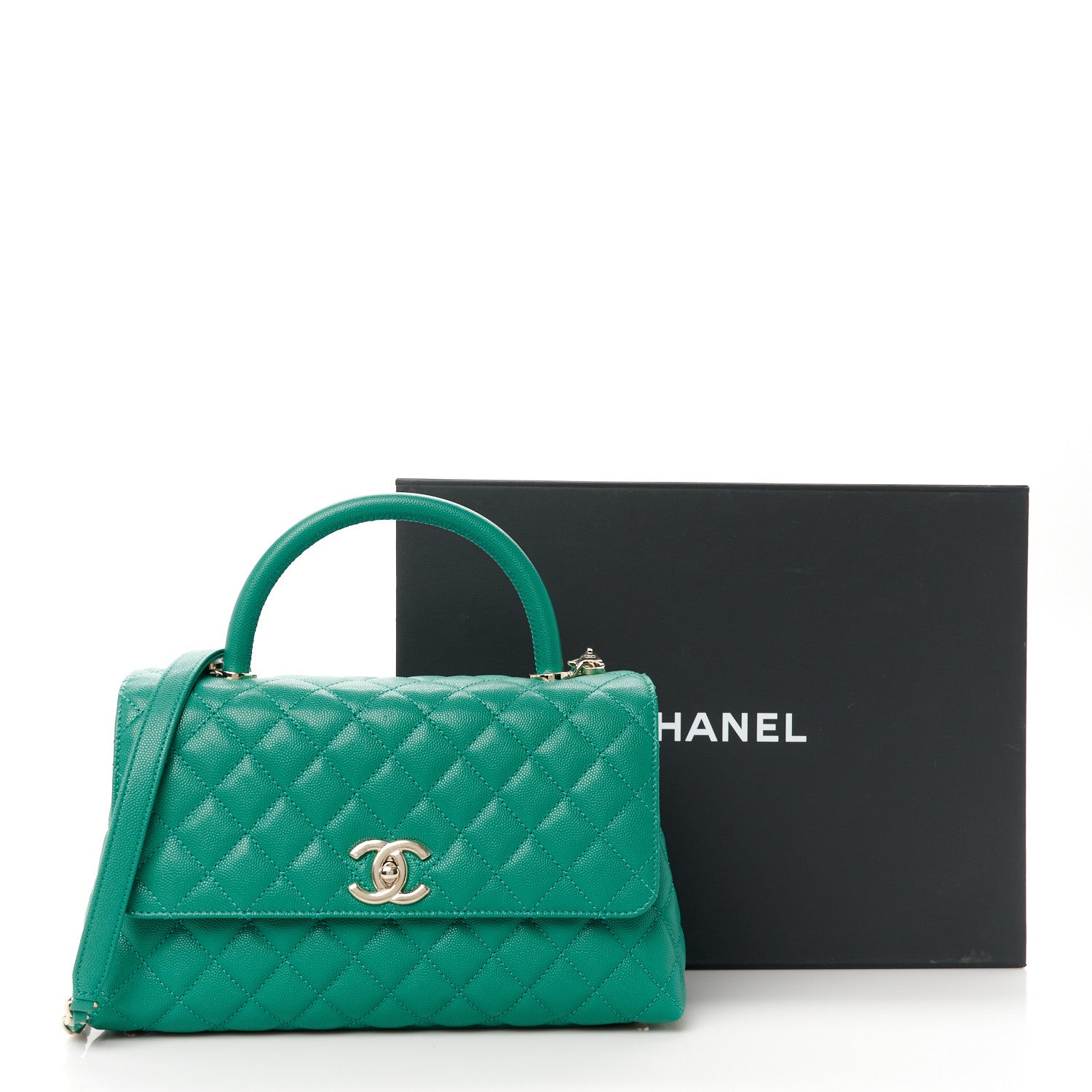 Chanel Caviar Quilted Small Coco Handle Flap Green 12 of 12