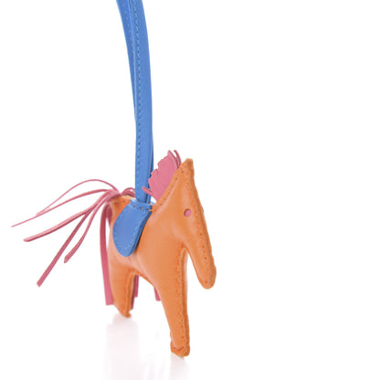 Hermes Milo Lambskin Grigri Rodeo Horse Bag Charm PM Orange Blue Zanzibar Rose Azalee 4 of 5
