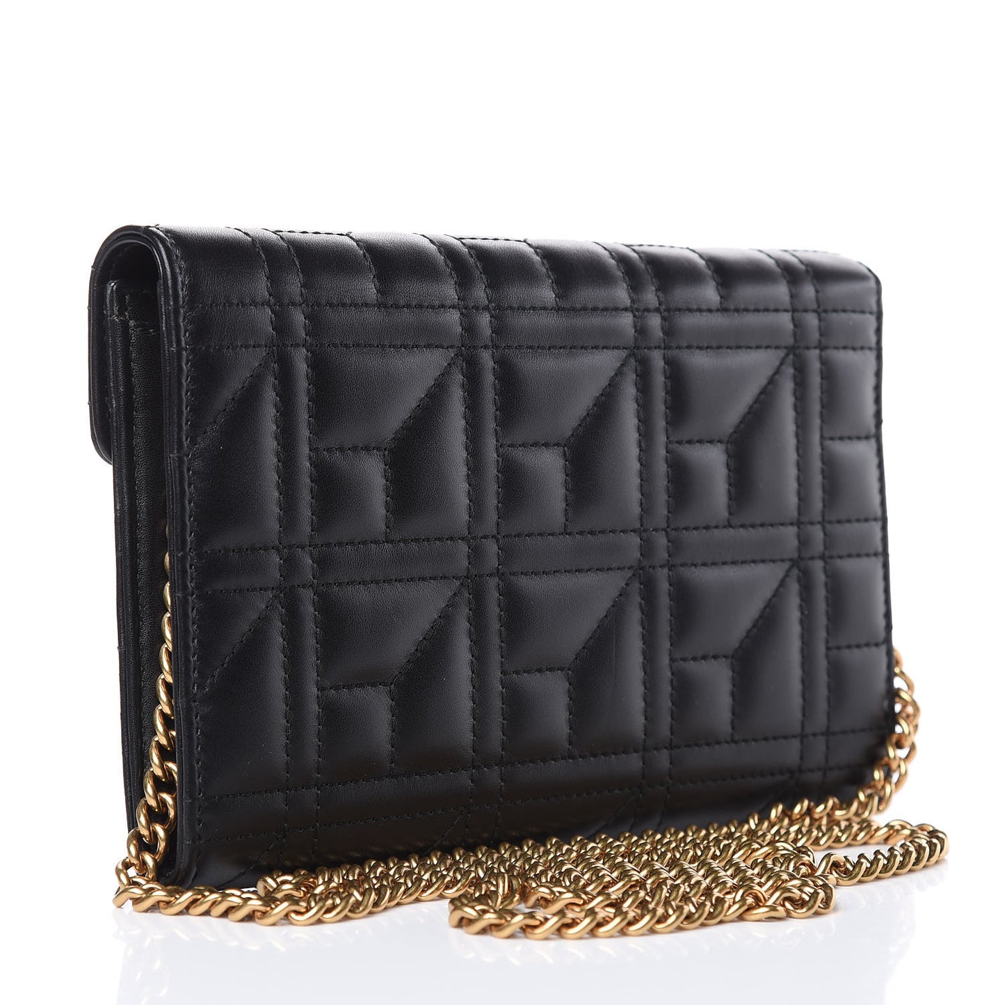 Calfskin Matelasse Mini Pearly GG Marmont Chain Wallet Black