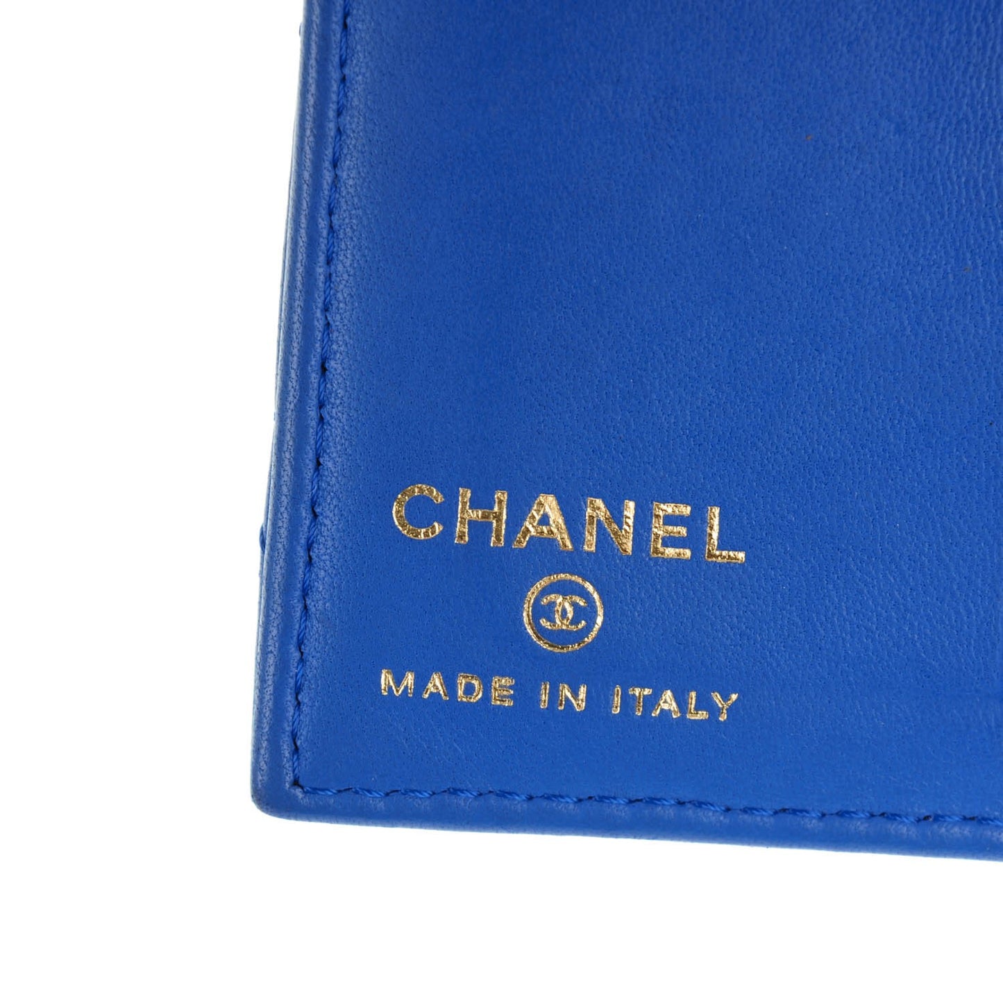 Lambskin Quilted Card Holder Wallet Blue