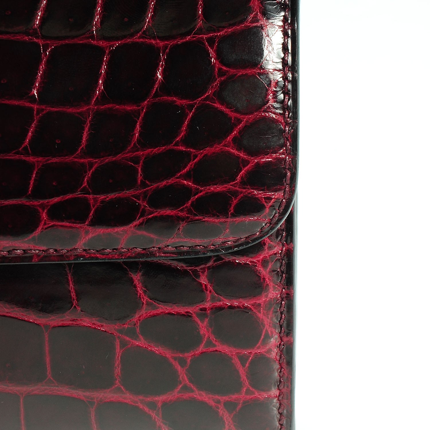 Hermes Shiny Niloticus Crocodile Egee Clutch Bordeaux 8 of 14