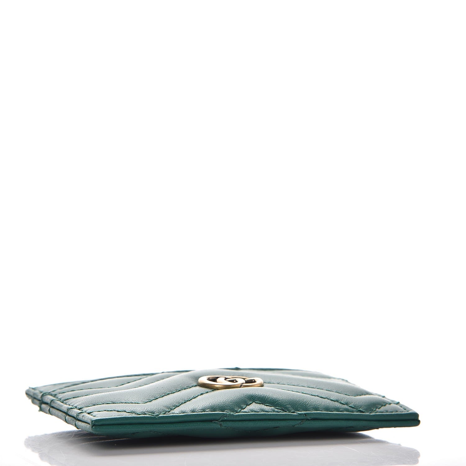 Gucci Calfskin Matelasse GG Marmont Card Holder Emerald Green 4 of 7