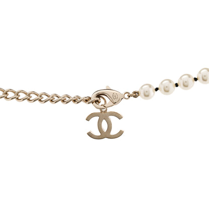 Chanel Pearl Lambskin Crystal CC Vintage Allure Necklace Gold Black 4 of 6