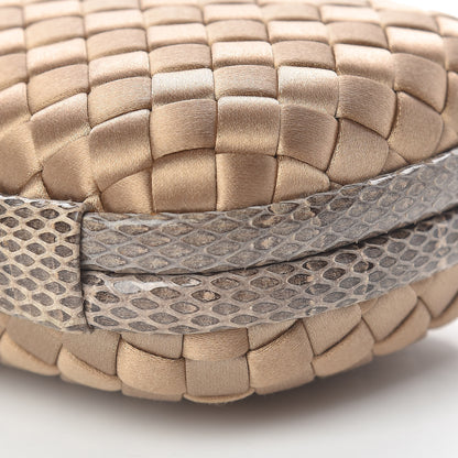 Bottega Veneta Satin Intreccio Impero Ayers Knot Clutch Camel 8 of 9