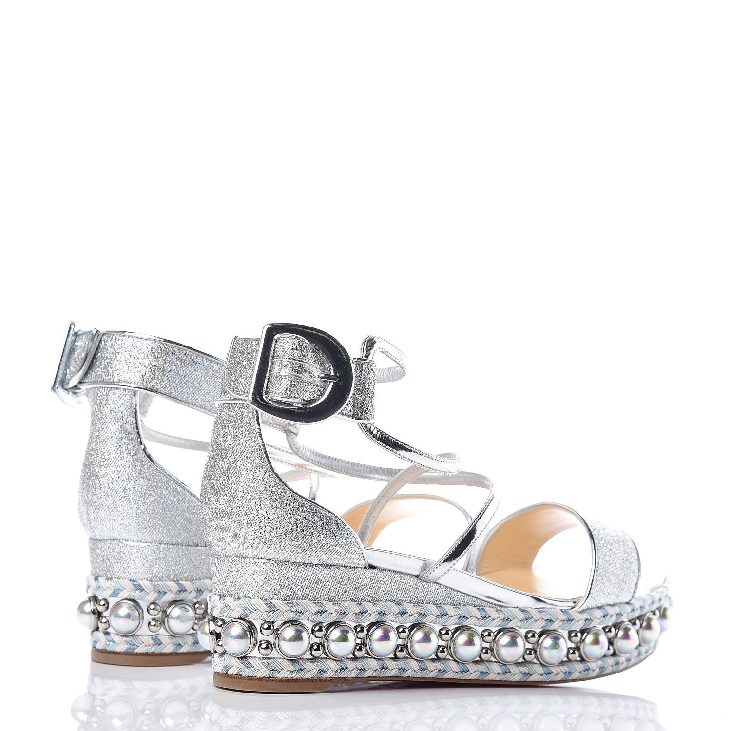Christian Louboutin Lurex Chocazeppa 60 Platform Sandals 38 Silver 4 of 8