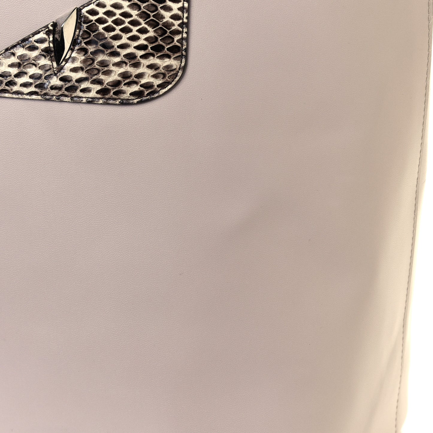 Vitello Ginevra Elaphe Monster Eyes Shopping Tote Grigio Polvere Naturale