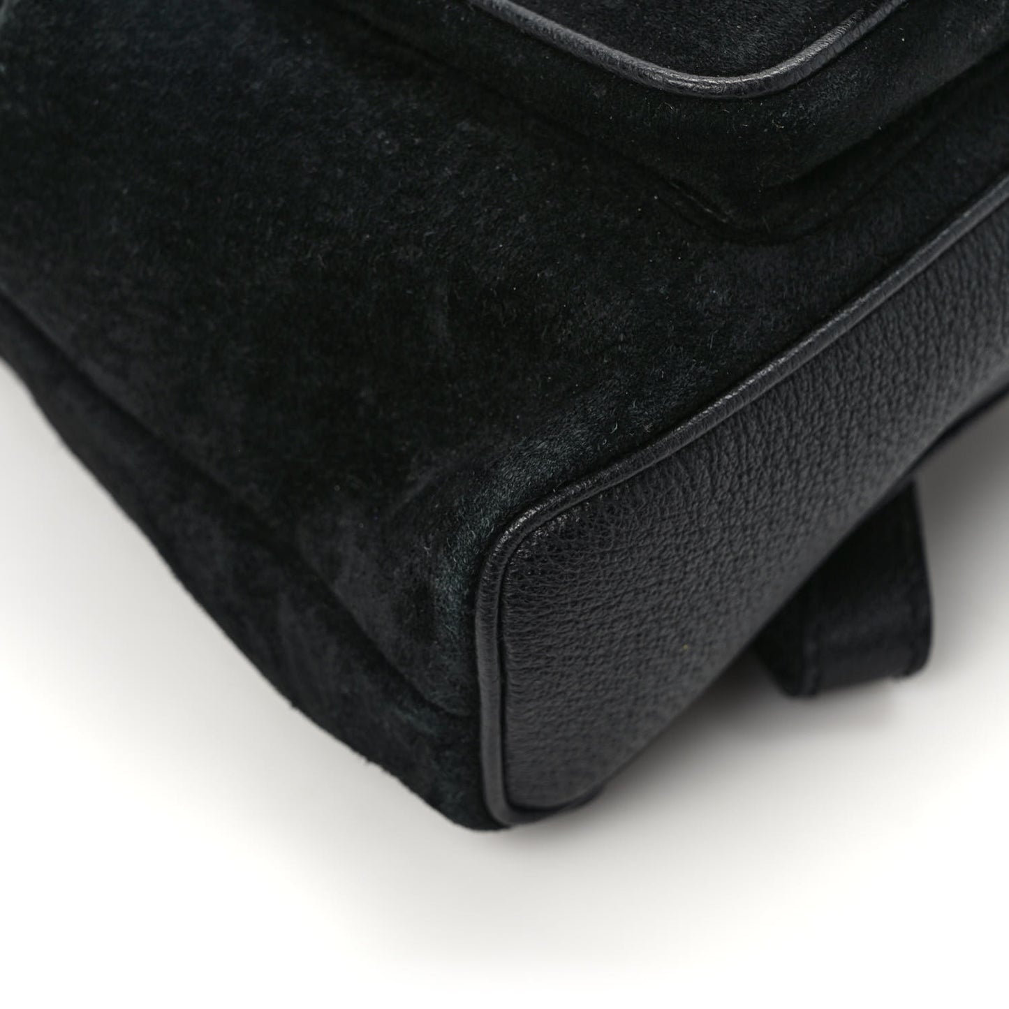 Calfskin Suede Bamboo Mini Backpack Black