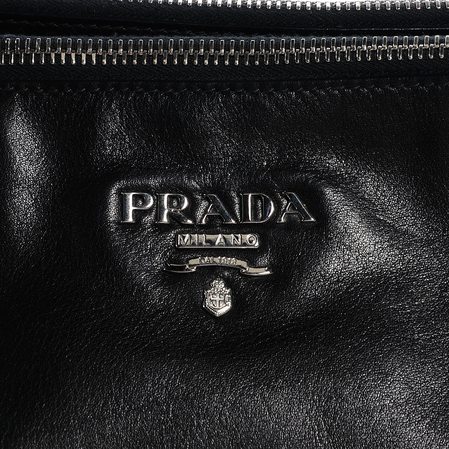 Prada Soft Calf Double Zip Shoulder Bag Black 9 of 9