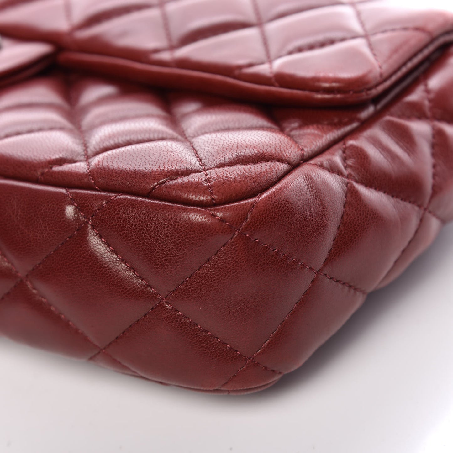 Lambskin Quilted East West Flap Dark Red
