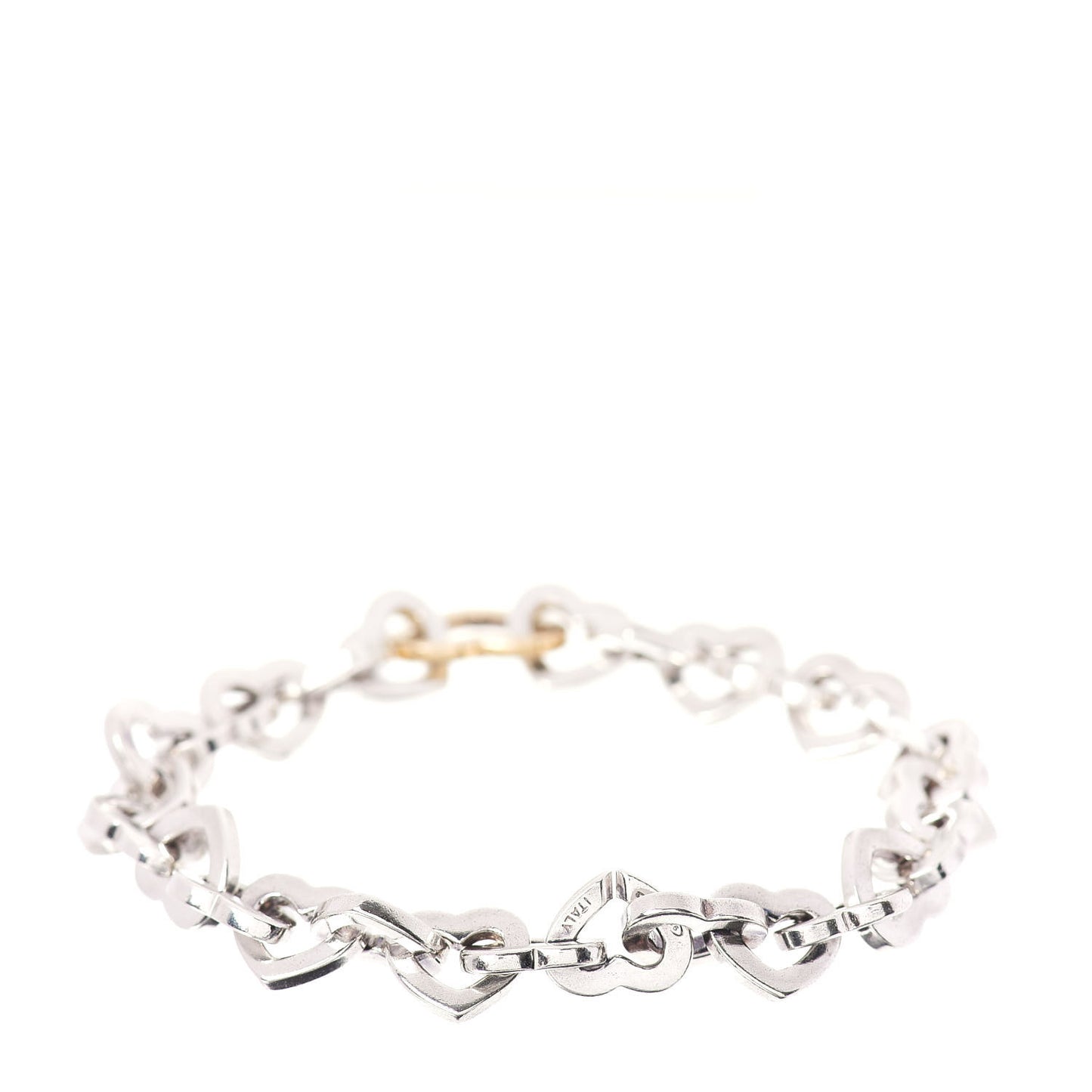 Sterling Silver 18K Yellow Gold Heart Links Bracelet