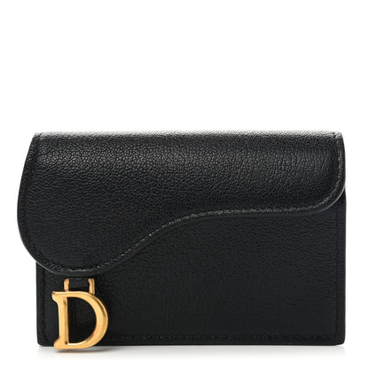 Christian Dior Goatskin Saddle Card Holder Black 1 of 10