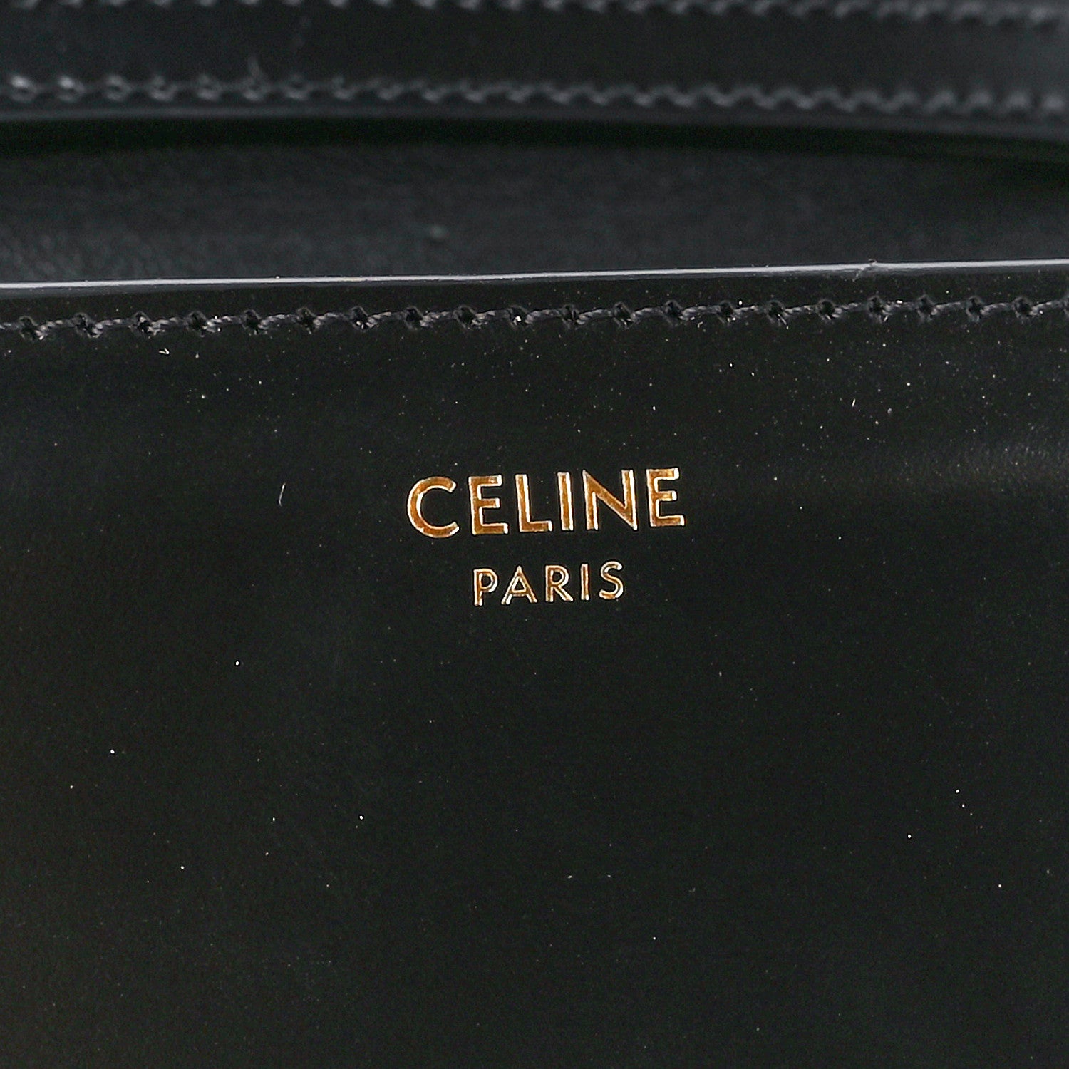 Celine Shiny Calfskin Triomphe Soir Clutch Black 6 of 10