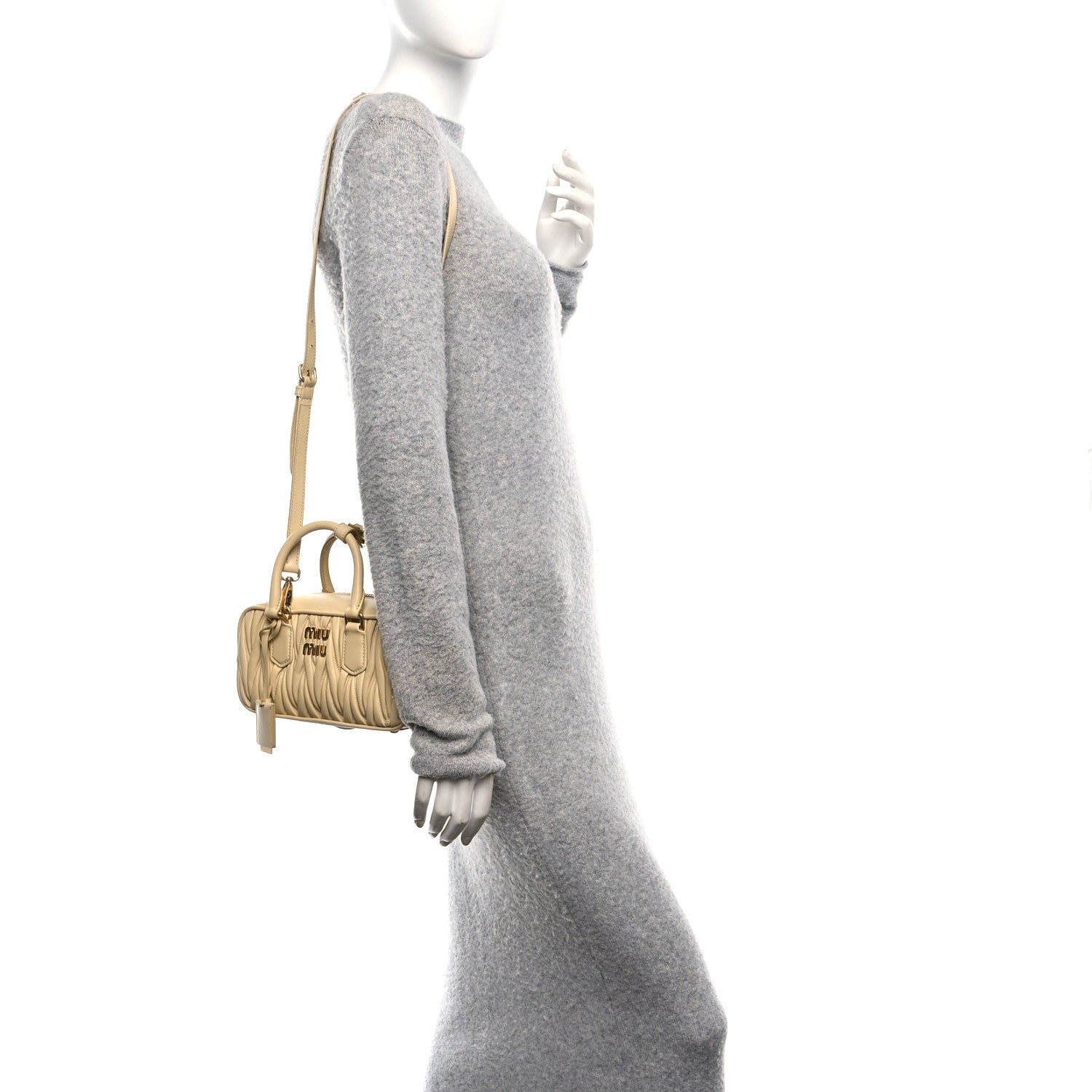 Miu Miu Nappa Matelasse Regular Arcadie Top Handle Bag Soia 2 of 9