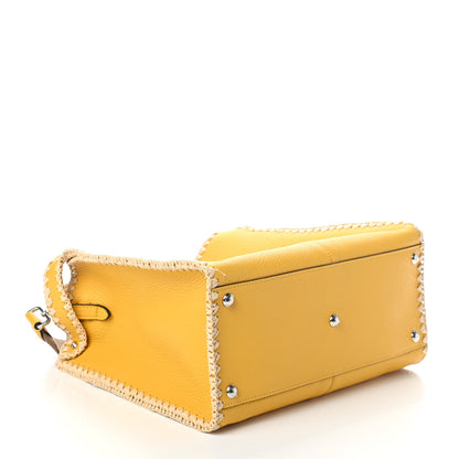 Fendi Cuoio Romano Selleria Raffia Bi-Color Woven Medium Peekaboo X-Lite Sunflower Paglia 3 of 4