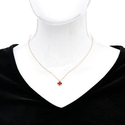 Van Cleef & Arpels 18K Rose Gold Carnelian Sweet Alhambra Pendant Necklace 2 of 5