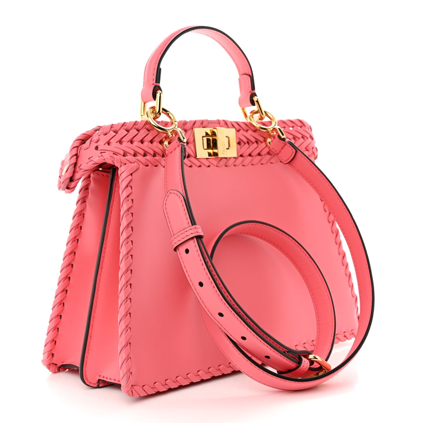 Vitello King Shiny Nappa Intreccio Small Peekaboo I SEE U Satchel Pink Dalia