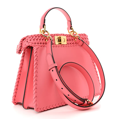 Fendi Vitello King Shiny Nappa Intreccio Small Peekaboo I SEE U Satchel Pink Dalia 3 of 12