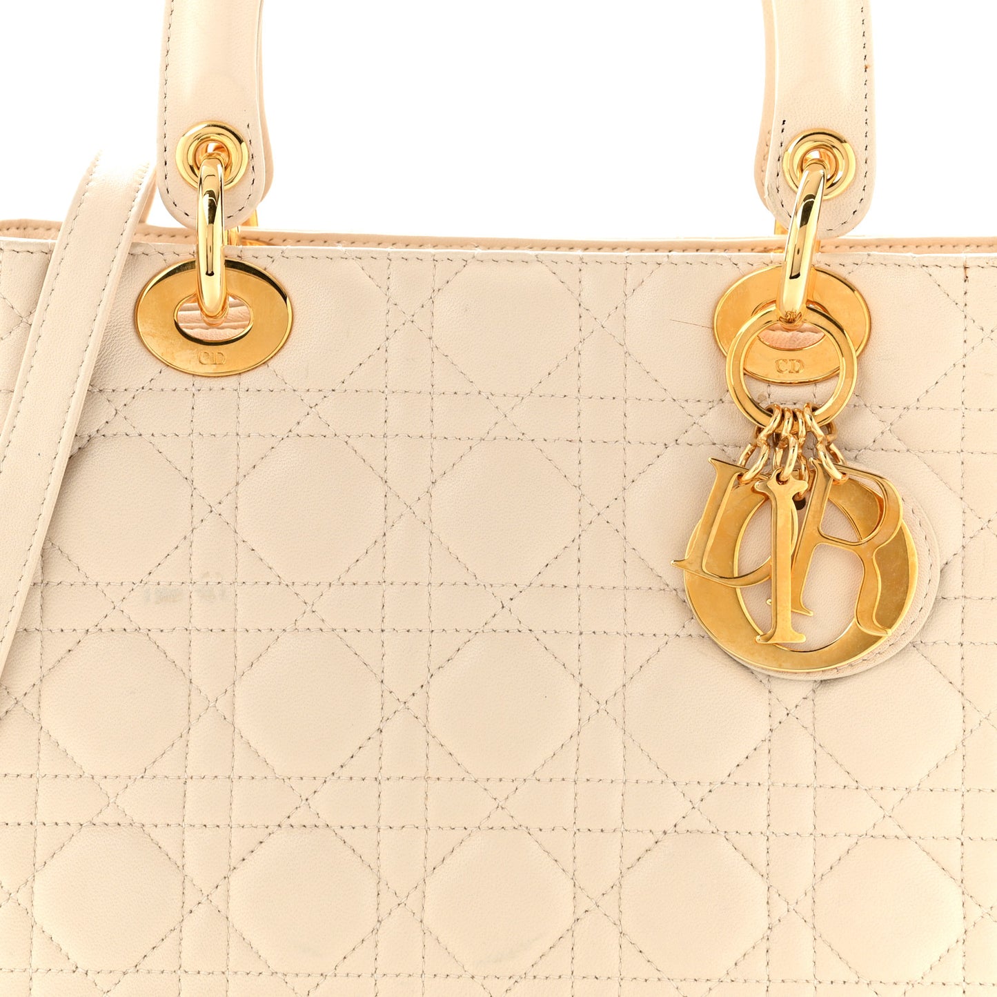 Lambskin Cannage Medium Lady Dior White
