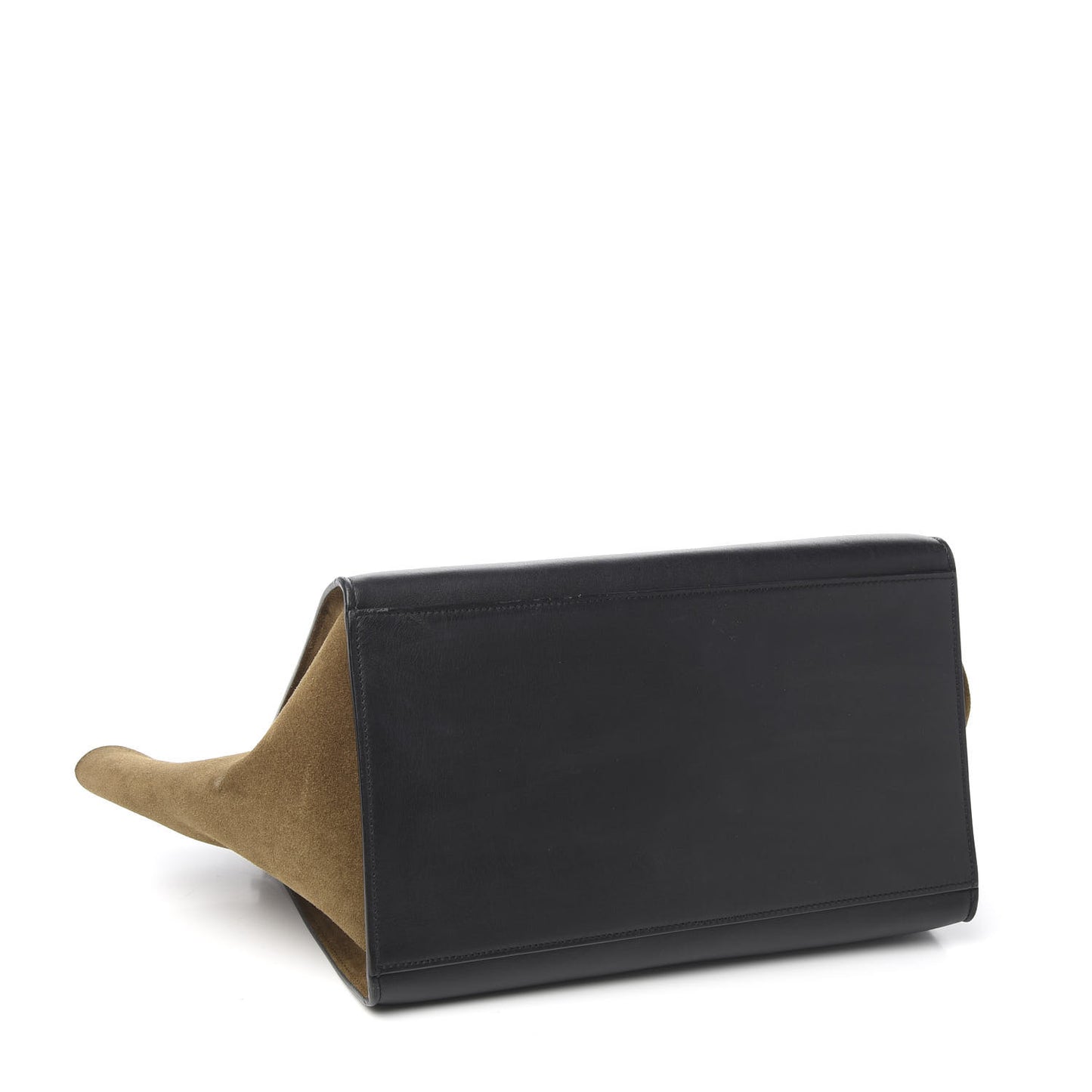 Smooth Calfskin Suede Medium Tri-Color Trapeze Cream Black Brown