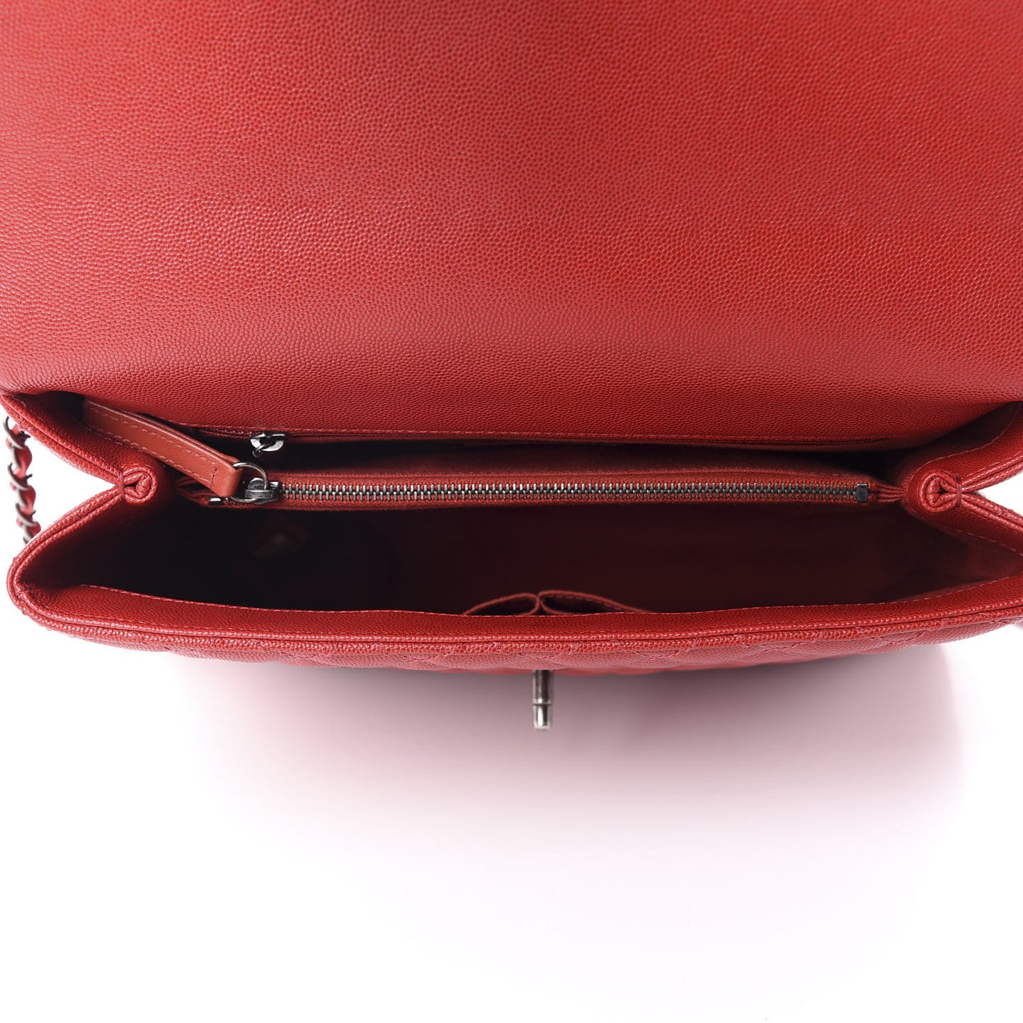 Caviar Quilted Large Coco Handle Flap Red
