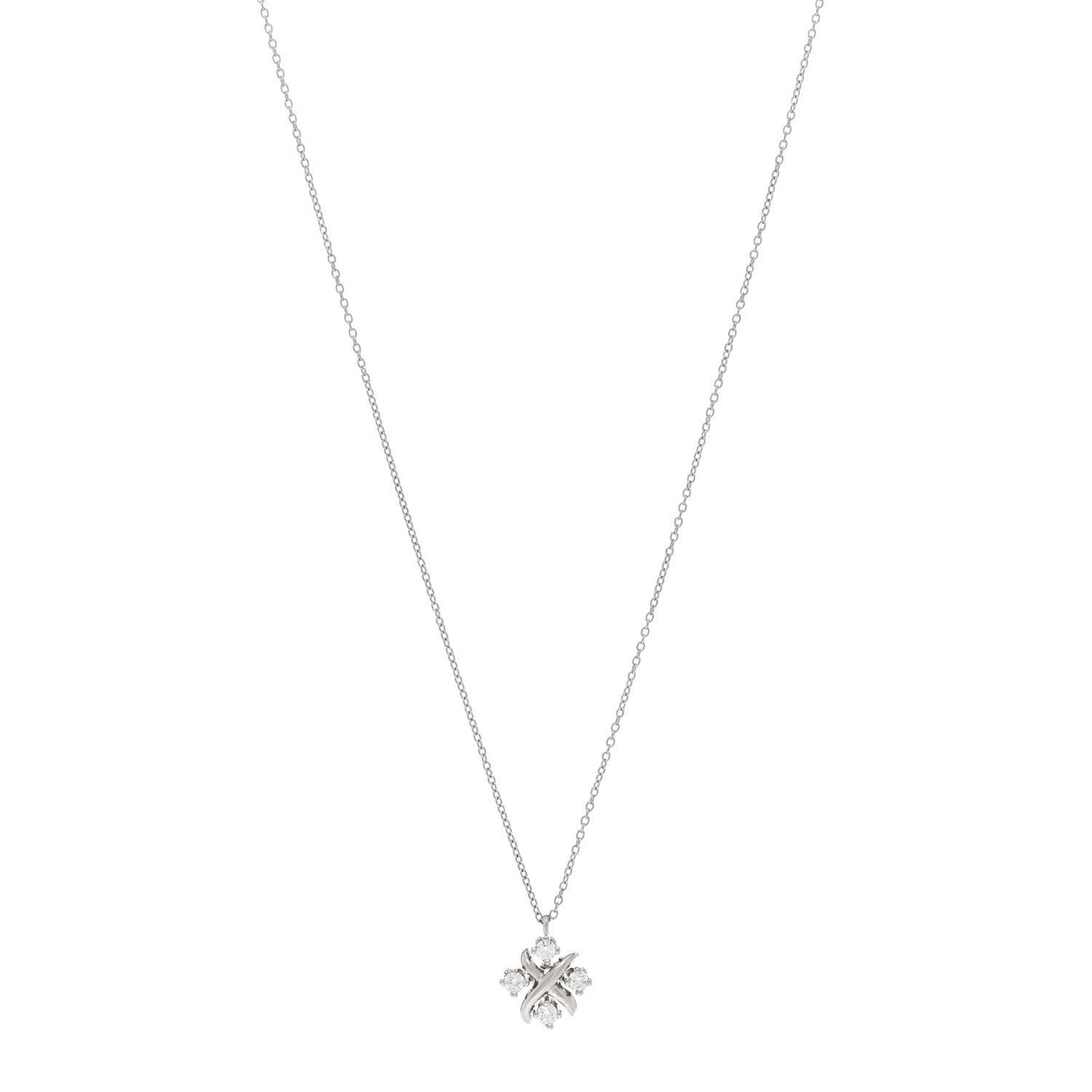 Tiffany Platinum Diamond Schlumberger Lynn Pendant Necklace 1 of 5