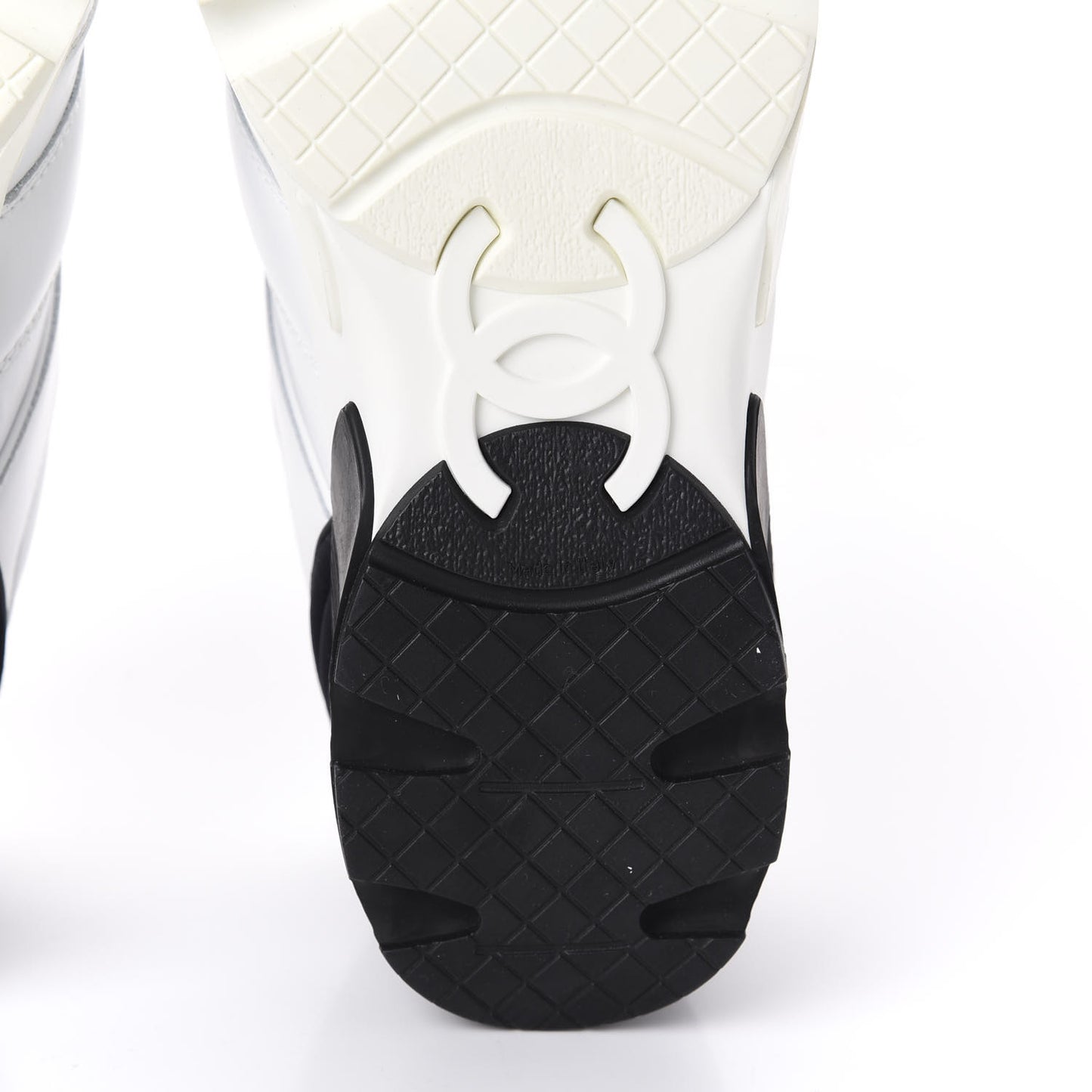 Calfskin Lambskin Womens CC Sneakers 40 White Black