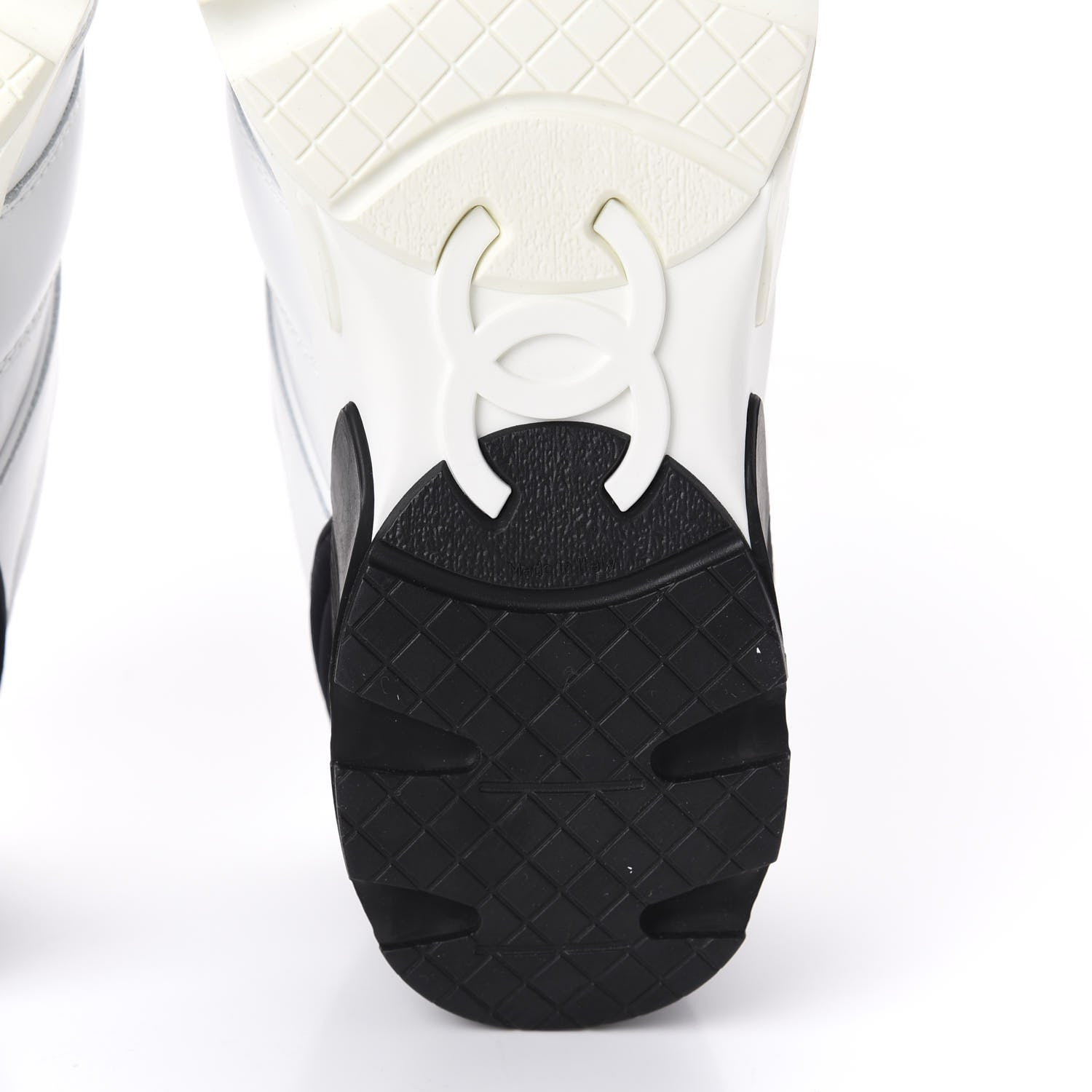 Chanel Calfskin Lambskin Womens CC Sneakers 40 White Black 9 of 9