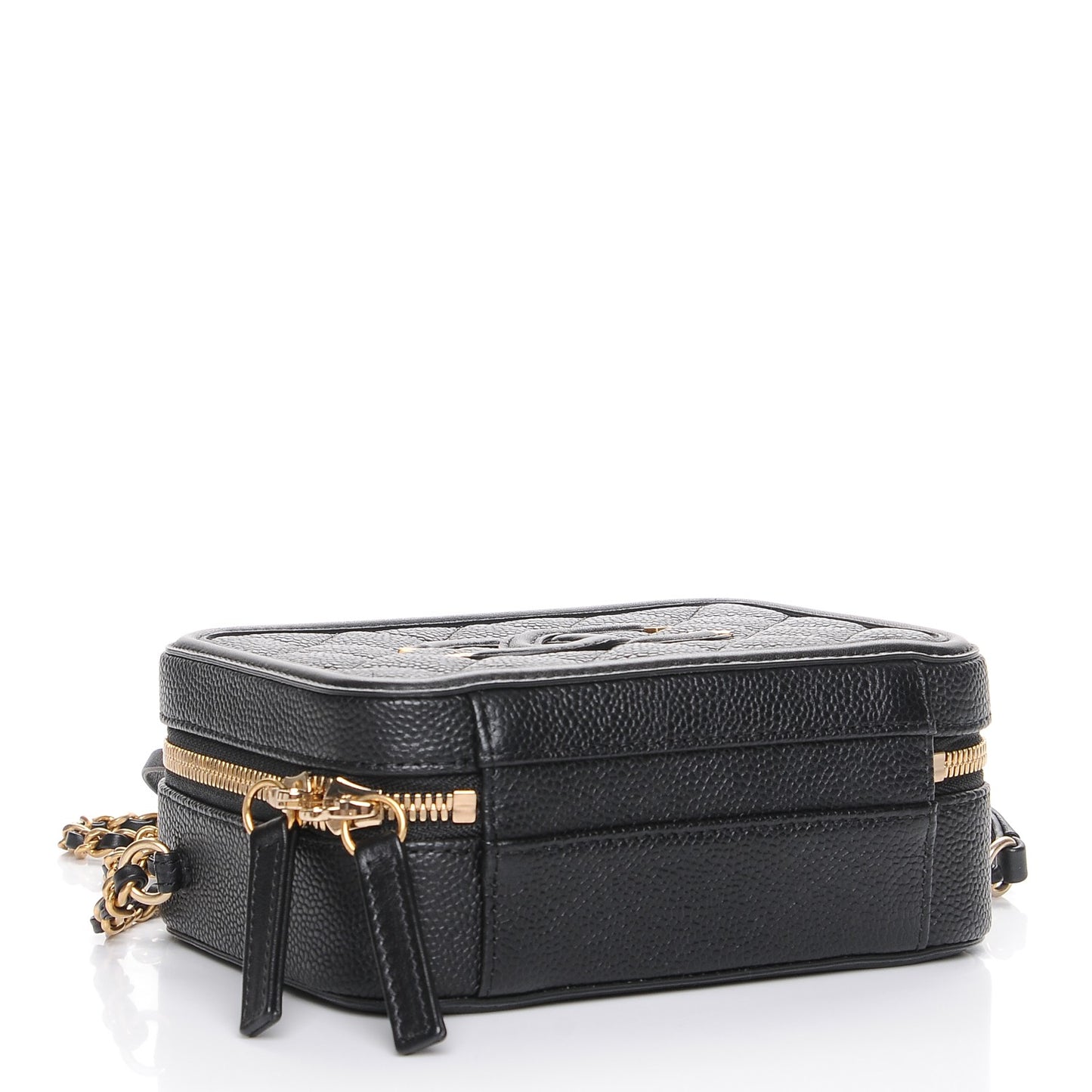 Caviar Quilted Small CC Filigree Vanity Case Black