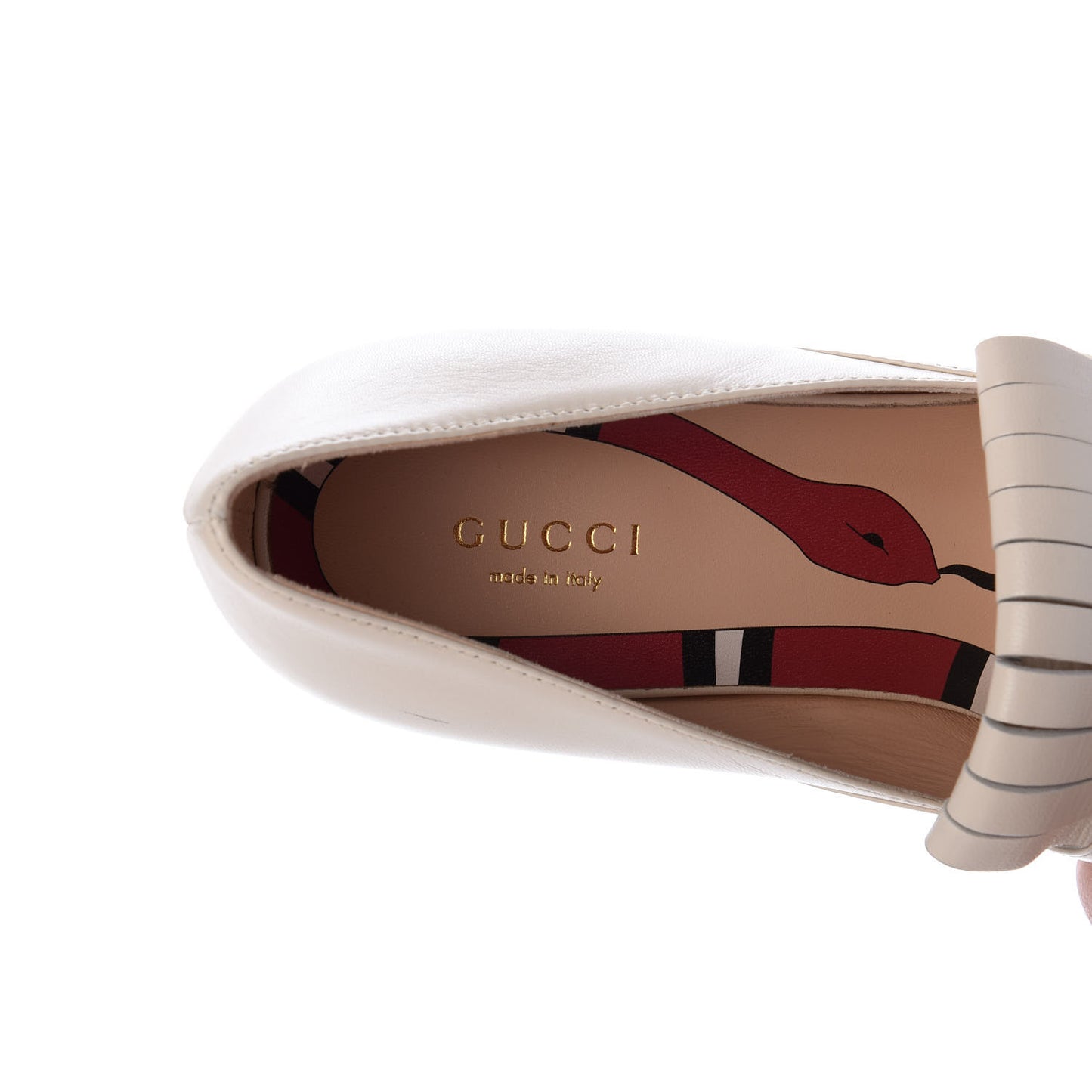 Malaga Kid Polly Kiltie Fringe 55mm Loafer Pumps 36 Mystic White