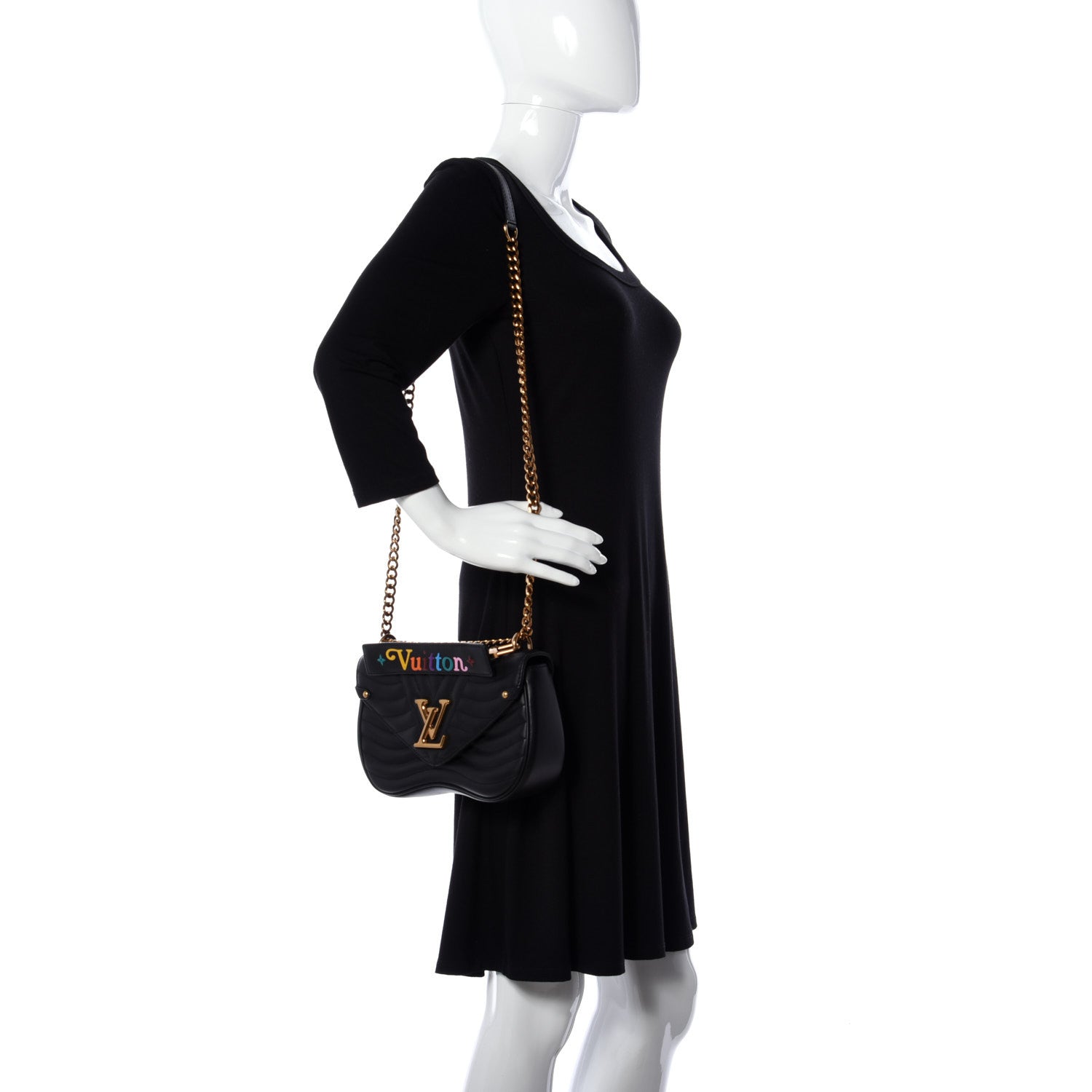 Louis Vuitton Calfskin New Wave Chain MM Black 2 of 10