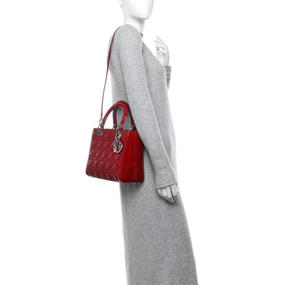 Christian Dior Patent Cannage Medium Lady Dior Burgundy Red 2 of 15
