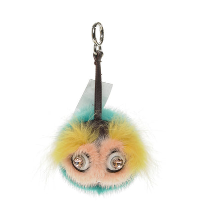 Fendi Shiny Nappa Mink Fox Fur Crystal QuTweet Dazzling Bag Bug Charm Bordeaux Seashell Multicolor 1 of 6
