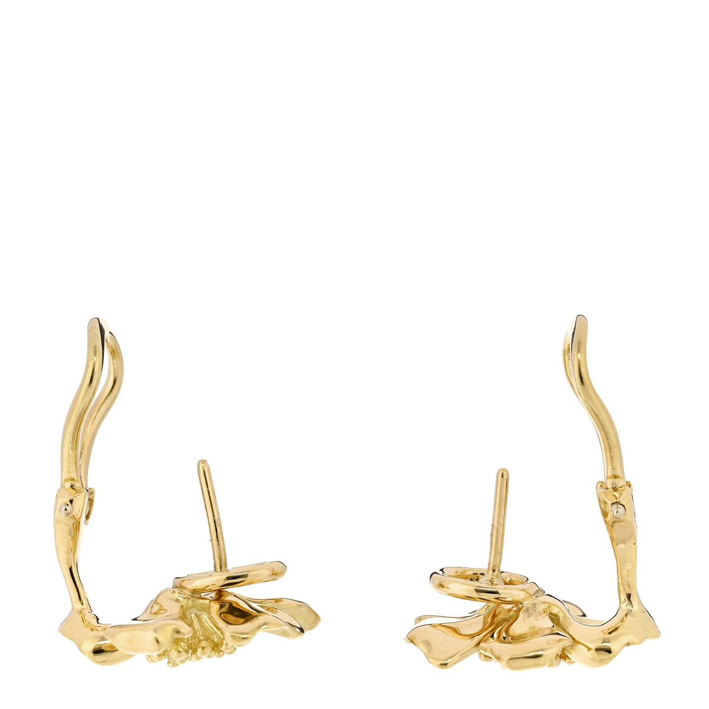18K Yellow Gold Dogwood Flower Earrings
