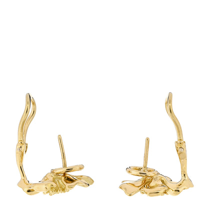 Tiffany 18K Yellow Gold Dogwood Flower Earrings 3 of 4