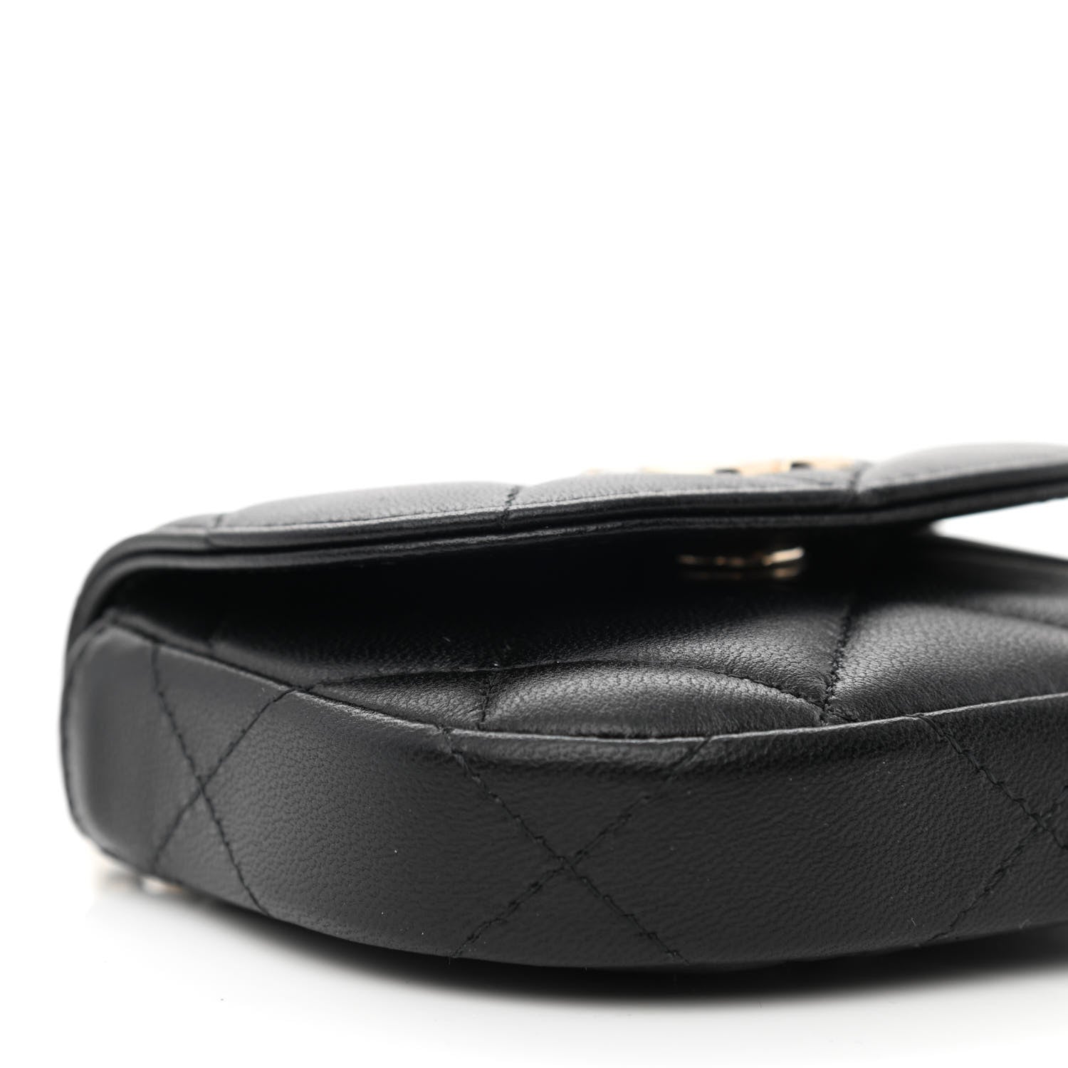 Chanel Lambskin Quilted Pearl Top Handle Clutch With Chain Black 11 of 13