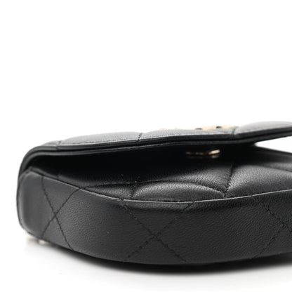 Chanel Lambskin Quilted Pearl Top Handle Clutch With Chain Black 11 of 13