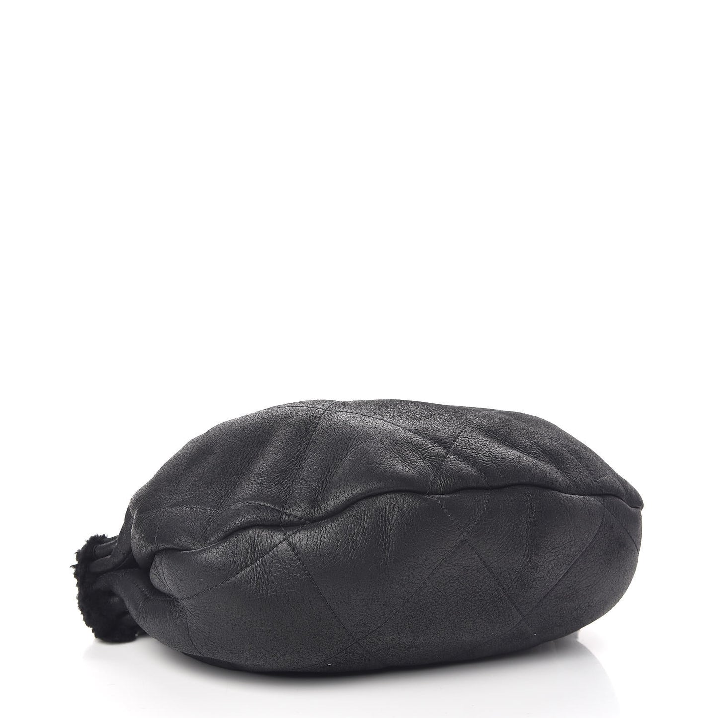 Shearling Suede Lambskin Stitched Hobo Black